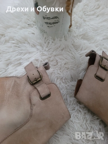Нови дамски бежови боти ЕСТЕСТВЕНА кожа, снимка 3 - Дамски боти - 52466312