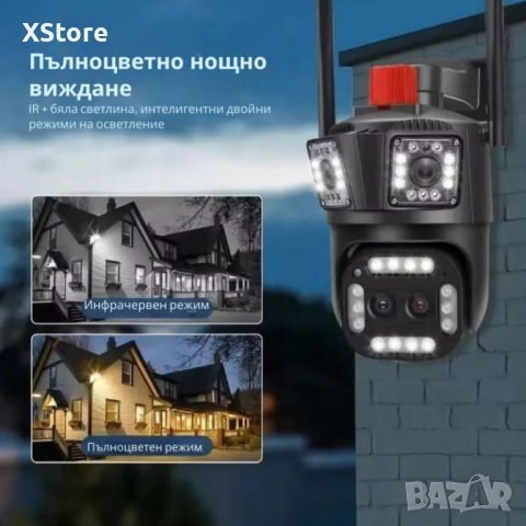 Тройна Smart WiFi безжична IP камера с 12MP и нощно виждане, снимка 5 - IP камери - 52457360