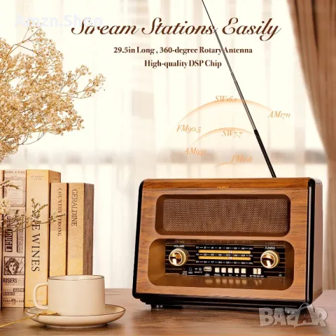 PRUNUS J-199 Ретро FM Радио 15W кристален високоговорител Bluetooth, снимка 4 - Радиокасетофони, транзистори - 49468473