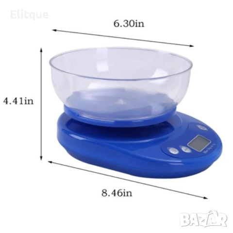 Домакинска везна с капацитет 5 кг + купа- Цвят: Бял., снимка 3 - Други - 52901439