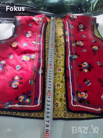 Старо червено шарено елече елек за народна носия, снимка 6 - Антикварни и старинни предмети - 53273665