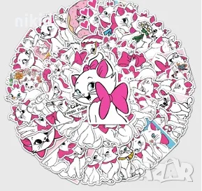 50 бр Коте Мари самозалепващи лепенки стикери за украса декор ръчна изработка, снимка 4 - Други - 27820168