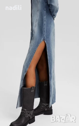 Дънкова рокля Bershka, размер S, снимка 3 - Рокли - 52720741