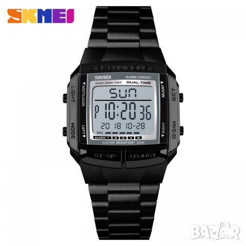 Електронен мъжки спортен часовник SKMEI кварц LED 1381 стомана, снимка 4 - Мъжки - 37374500