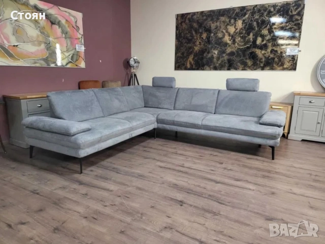 ПРОМОЦИЯ!!! Сив ъглов диван от плат Dieter Knoll Arzona, снимка 7 - Дивани и мека мебел - 52836977