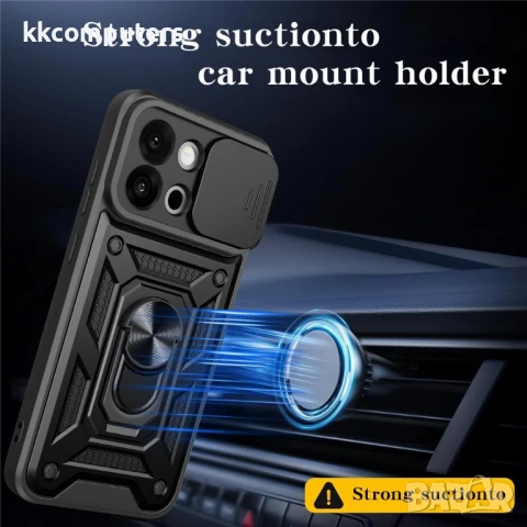 OnePlus 13s 5G / OnePlus 13T 5G Удароустойчив Ring Holder with Slide Camera Lid PC + TPU/ Kickstand , снимка 8 - Калъфи, кейсове - 50712248