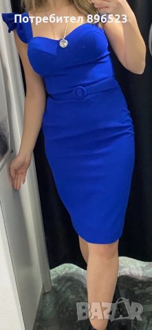 НОВО!Дамска елегантна рокля син цвят