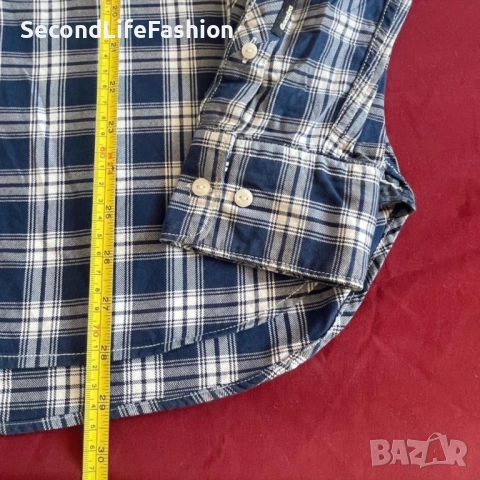 Мъжка карирана синя риза с дълъг ръкав GAASTRA размер M, снимка 3 - Ризи - 53203909