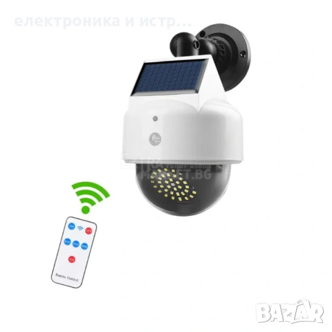 Водоустойчива 38+1 led соларна фалшива камера лампа с дистанционно 