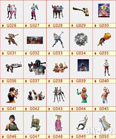 50 бр Fortnite Фортнайт самозалепващи лепенки стикери за украса декор картонена торта и др декор, снимка 3 - Други - 27060707