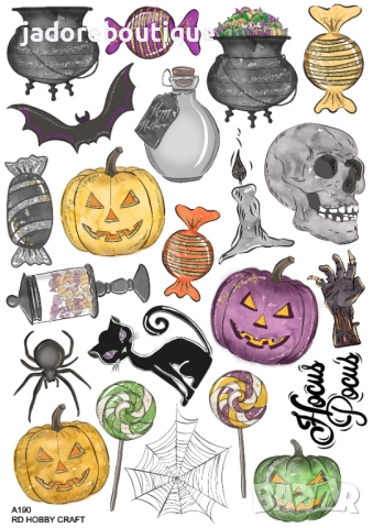 Скрапбук стикери за декорация планер halloween хелоуин самозалепващ лист А5 - различни видове