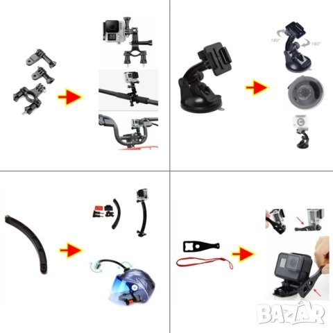 Стойка за гърди, за глава, за камера, 50 в 1, за телефон, GoPro, за екшън камера, Държач, Go Pro, снимка 6 - Спортна екипировка - 43794216