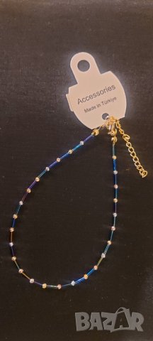 Гривна за крак и ръка с камъчета и златисти мотиви внос Turkey, снимка 6 - Гривни - 39406930