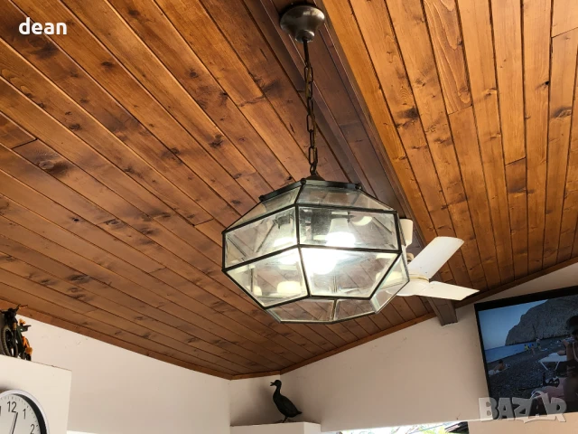 Vintage абажур с три крушки, снимка 2 - Лампи за таван - 51423395