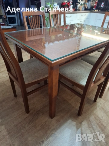 Маса и шест стола масивно дърво, снимка 2 - Маси - 53050571