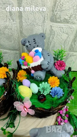 Великденска кашпа с мече!!!, снимка 6 - Декорация за дома - 49852136