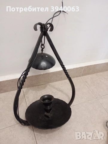 Стар полилей от ковано желязо единичен , снимка 11 - Лампи за таван - 43952225