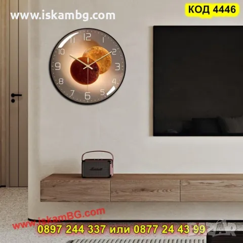 Елегантен,безшумен стенен часовник - с черен корпус - КОД 4446, снимка 4 - Стенни часовници - 49849402