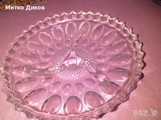 Кристална чиния поднос за ядки 3 прегради фи 223мм, снимка 3 - Чинии - 43328274