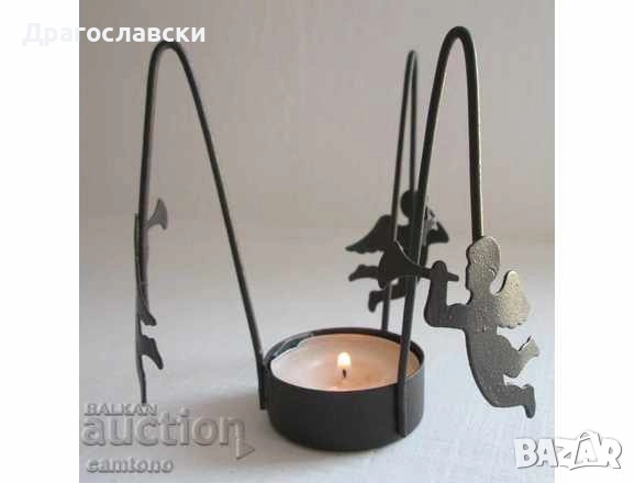 Свещници: от колело на каруца дърво ковано желязо, свещник, елен елени ангел ангели, снимка 15 - Други ценни предмети - 28874355