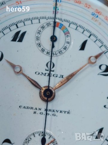 Джобен часовник Омега хронограф Златна 18к.Omega watch chrono-tachymetre Rare 18 carat yellow gold, снимка 17 - Мъжки - 43791330