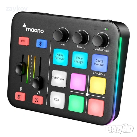 Аудио миксер и звукова карта Maono G1 Neo, RGB, Bluetooth 4.2, XLR, 2 x USB, Jack 3.5 mm, Черен, снимка 3 - Друга електроника - 53588064