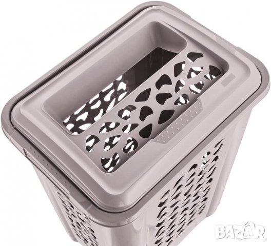 Кош за пране Keeeper с прорез и шарнирен капак, 60л, снимка 6 - Кутии за съхранение - 40233970