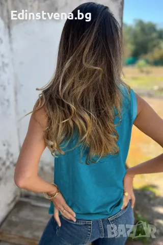 Дамски син потник със свободна кройка и сатенен кант, снимка 2 - Потници - 50093763