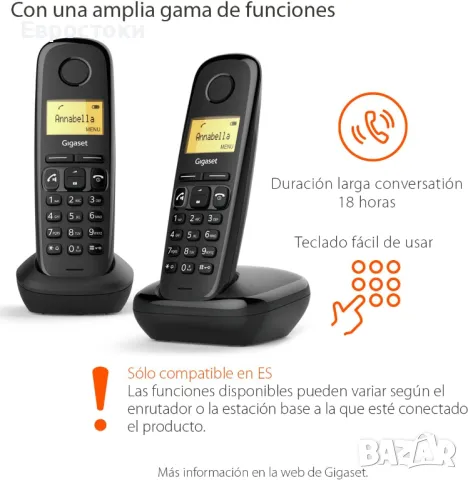 Безжичен телефон Gigaset A270 Duo, снимка 6 - Стационарни телефони и факсове - 49708109