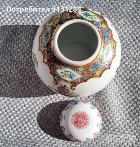 Canton Винтидж рьчно рисувана буркан за съхранение Китай , снимка 8 - Антикварни и старинни предмети - 53072186