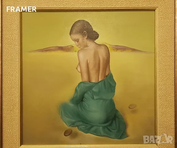 Димитър Войнов – син Муза Авторска техника с маслени бои , снимка 5 - Картини - 47733877