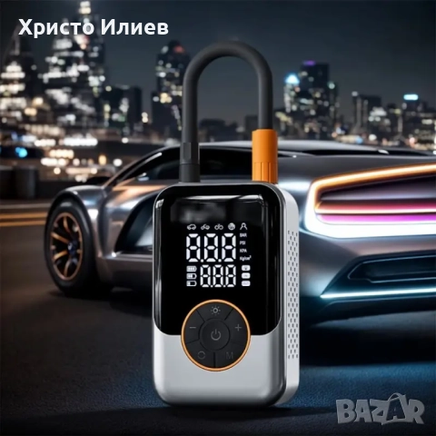 Преносим въздушен компресор за надуване на гуми Електрическа безжична помпа, снимка 8 - Аксесоари и консумативи - 51578174