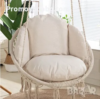 Хамак тип люлка с възглавница, Товароносимост 120 кг, Сив - БЕЖОВ, снимка 4 - Градински мебели, декорация  - 49436418