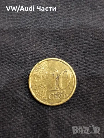 Монета 10 евро цента Италия 2009г. грешно изсечена 