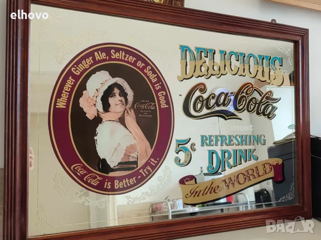 Ретро огледална табела на Coca Cola, снимка 4 - Антикварни и старинни предмети - 49076502
