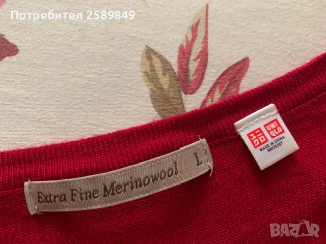пуловер, марка  Uniqlo, 100% вълна, снимка 2 - Блузи с дълъг ръкав и пуловери - 52678726