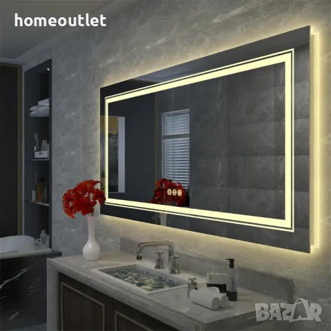 ПРОМОЦИЯ LED огледало за баня с правоъгълна форма LUVODI XMR-C28-288-EU, снимка 4 - Огледала - 49675382