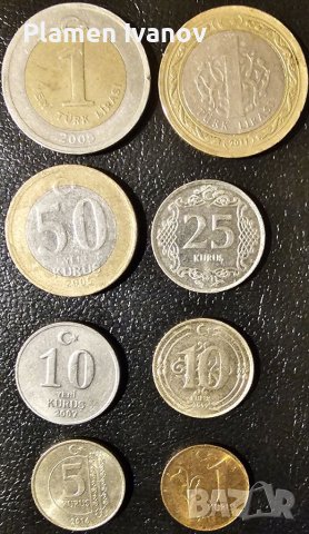 Лот монети от Република Турция от периода 2005-2022 в добро състояние 