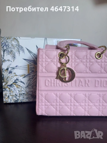 Lady Dior чанта в розово и бяло, снимка 2 - Чанти - 53242872