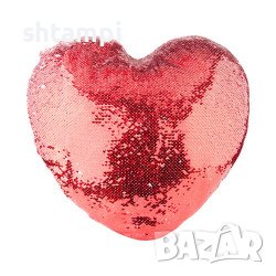 Възглавничка Сърце С Пайети И Щампа По Ваш Дизайн,Възглавница със снимка,Изненада,Рожден Ден.Празник, снимка 4 - Други - 37319006