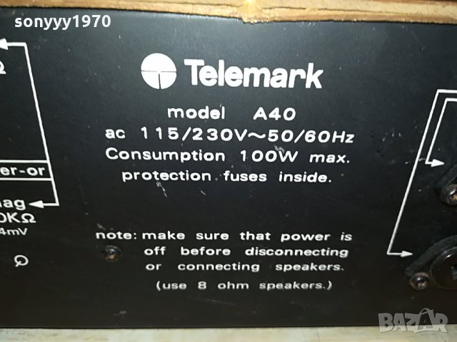 telemark a40 ретро усилвател 3105211618, снимка 9 - Ресийвъри, усилватели, смесителни пултове - 33059490