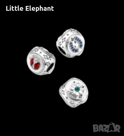 Сребърен елемент Пандора,three sided,"Късмет за теб"/нов