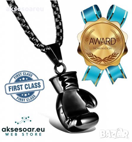 Колие боксова ръкавица верига от неръждаема стомана боксьорска ръкавица за мъже мъжки хип-хоп спортн, снимка 4 - Колиета, медальони, синджири - 38291213