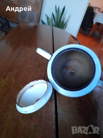 Стар емайлиран чайник #55, снимка 5 - Антикварни и старинни предмети - 43398684