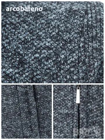 Ежедневно мъжко плетено яке с качулка и цип, 5цвята , снимка 8 - Якета - 47740924