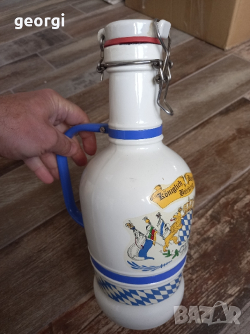 Немска бутилка за бира 2 литра с порцеланова запушалка , снимка 1 - Антикварни и старинни предмети - 44864772