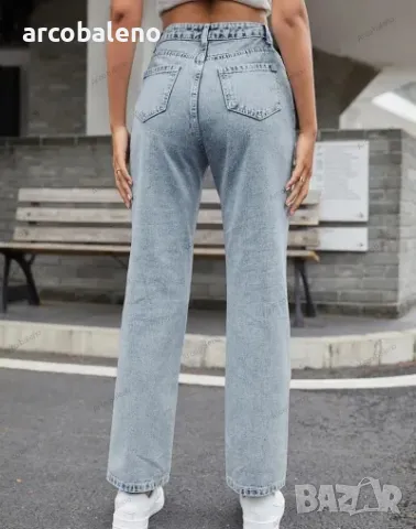 Дамски дънки с прав крачол с висока талия, 3цвята, снимка 3 - Дънки - 40025060