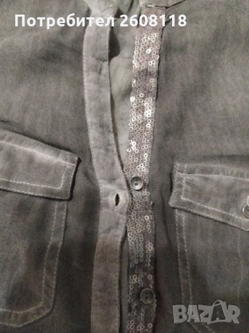 Спортно елегантна блуза Street One, № 44 (XL) – сиво, избелял тип дънков ефект, снимка 4 - Ризи - 32274110