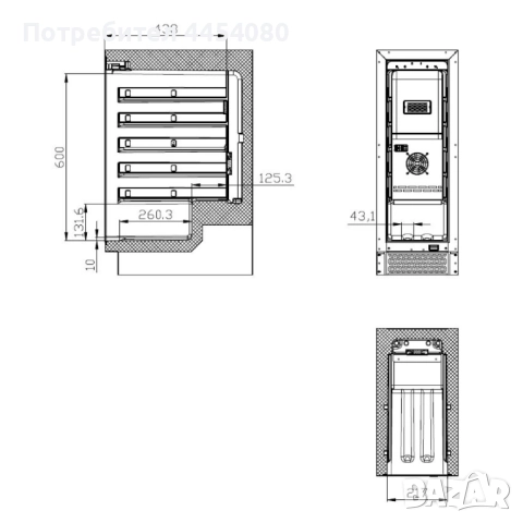 Витрина за вино 50 L – еднозонова, черна, с LED осветление, снимка 4 - Хладилни витрини и фризери - 52747297