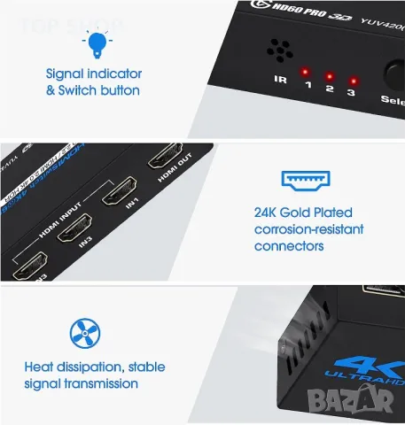 Нов HDMI превключвател за Fire Stick HDTV PS4/5 игра Конзоли компютър, снимка 5 - Друга електроника - 49458020